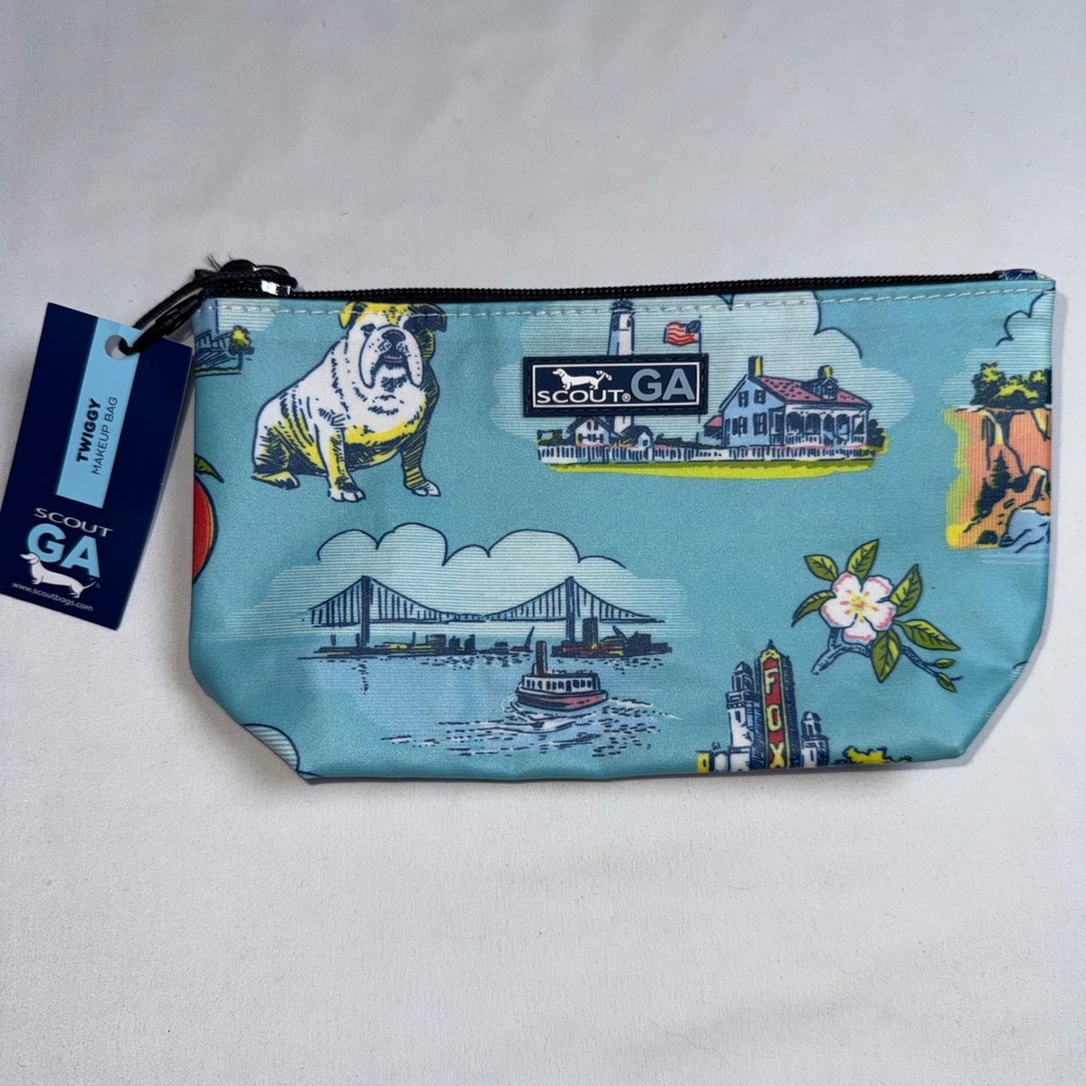 Scout Twiggy Makeup Bag Georgia Statement Collection Blue Travel Pouch NWT